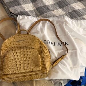 EUC Brahmin Mustard Crocodile Embossed Backpack